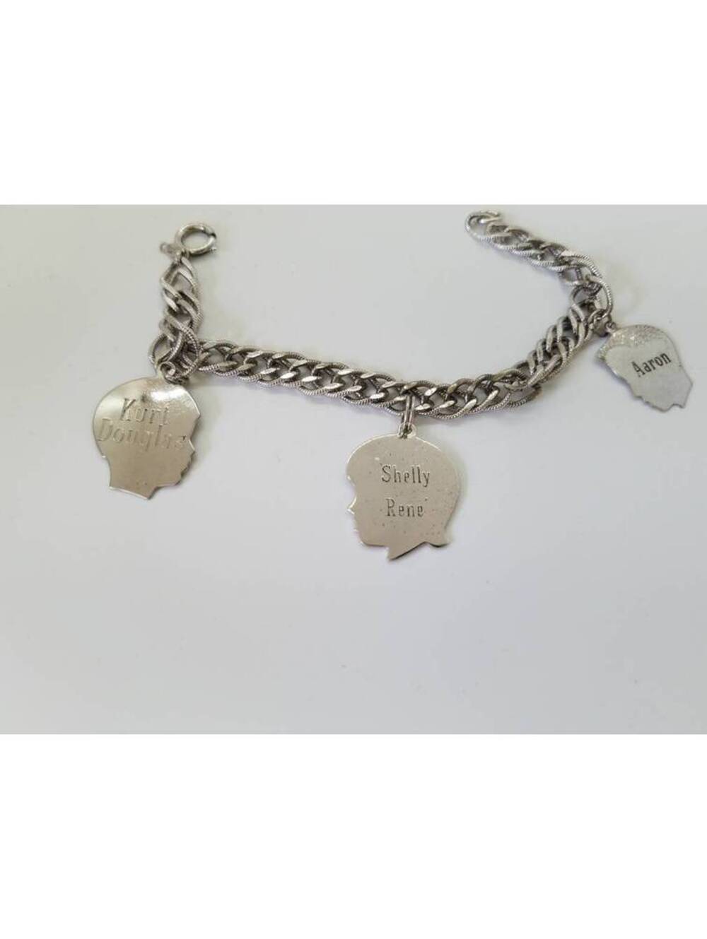 Vtg MOTHER sterling silver Charm bracelet, 1960s family estate jewelry